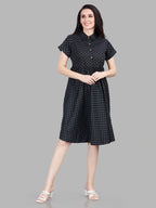 Autumn Hues Women Cotton Abstract Printed Shirt Dress