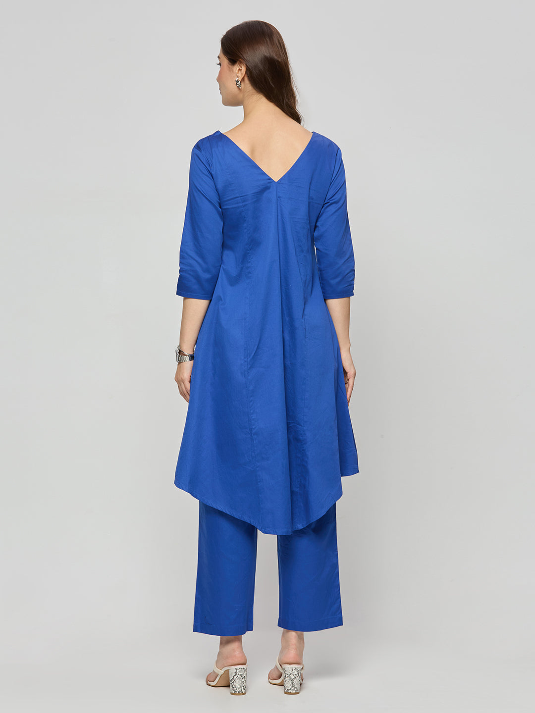 Cotton satin kurta pants coord set